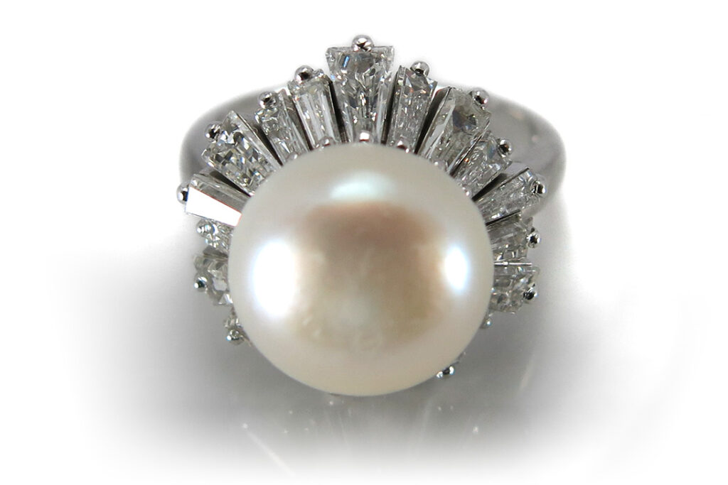 Rene Kern Ring Südseezuchtperle 19 Diamanten 3,8 ct 950 Platin [BRORS 10498]