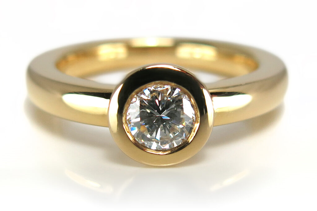 Ring Damen Solitär 1 Brillant 0,46 ct DPL Gutachten 750 Gelbgold [BRORS 10754]