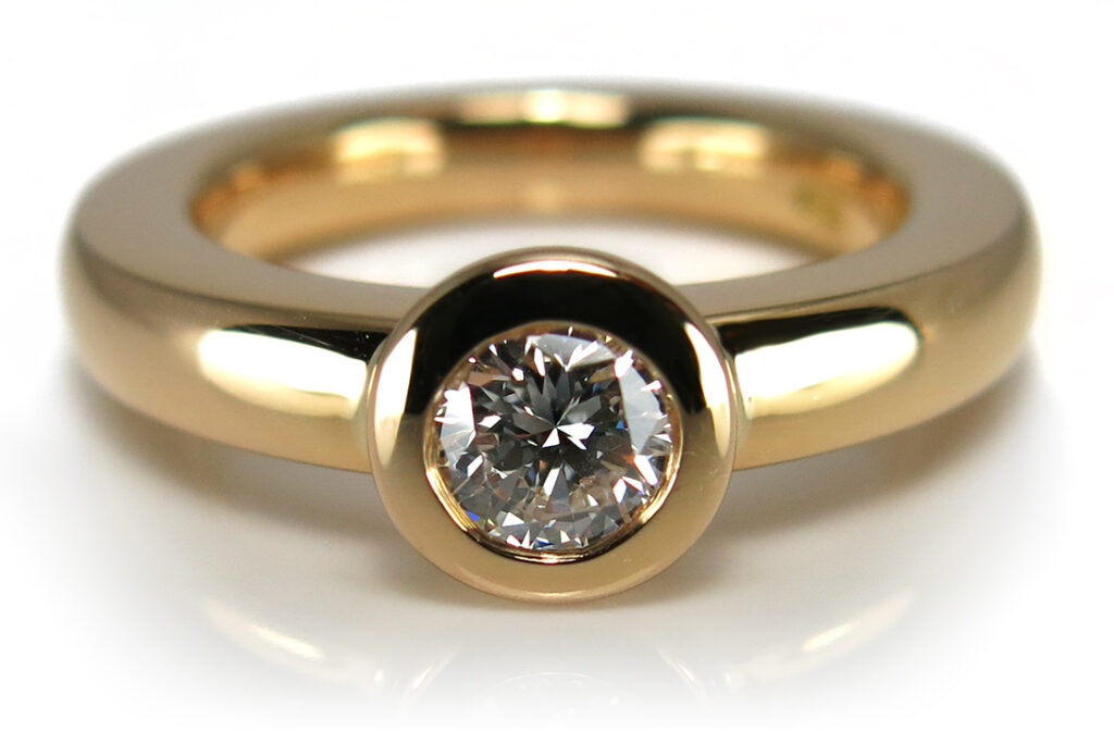 Ring Damen Solitär 1 Brillant 0,46 ct DPL Gutachten 750 Gelbgold [BRORS 10755]
