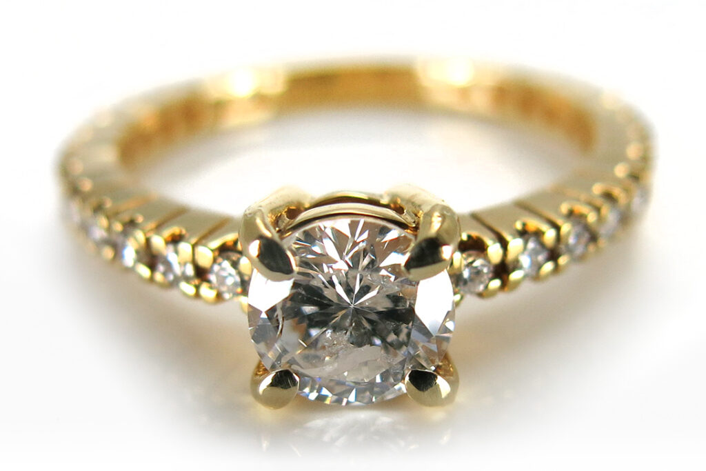 Ring Damen 1+26 Brillanten insg. 1,07 ct DPL Gutachten Gelbgold [BRORS 11922]