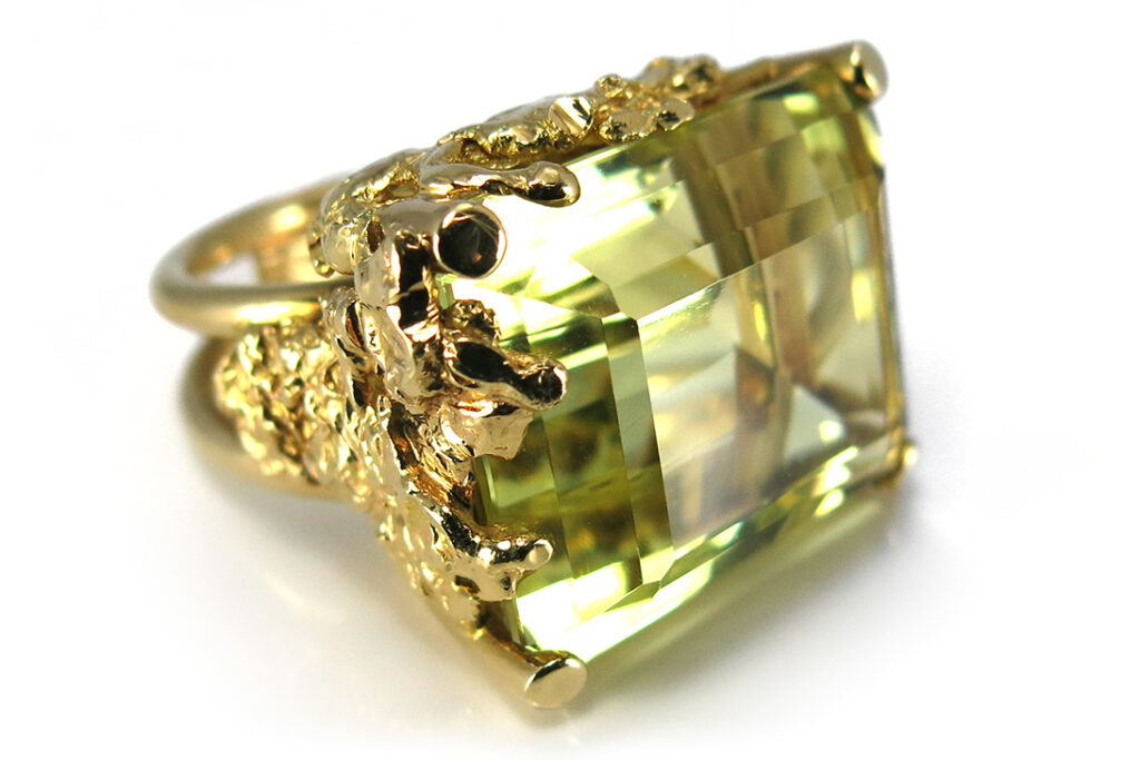 DeGEB Gutachtenwert 3200 €: Lemonquarz Ring 27 Karat Gelbgold [BRORS 12013]