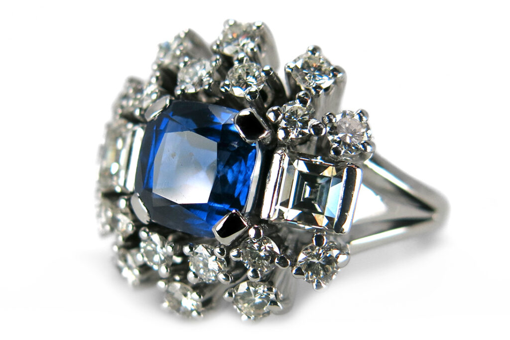 Ring Saphir ca. 2,2 ct Brillanten 585 Weißgold DeGEB Gutachten [BRORS 12281]