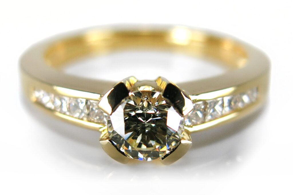 Ring Diamant 0,48 ct. Brillanten 0,32 ct. DPL Gutachten Gelbgold [BRORS 12416]