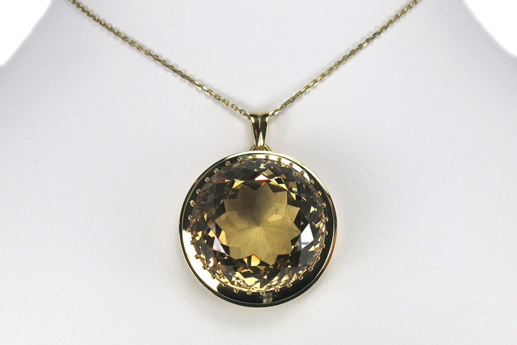 Anhänger Citrin ca 145 Karat 585 Gelbgold DeGEB Gutachten [BRORS 14544]