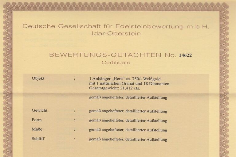 Herz Anhänger Granat + Brillanten 750 Weißgold DeGEB Gutachten [BRORS 14622]