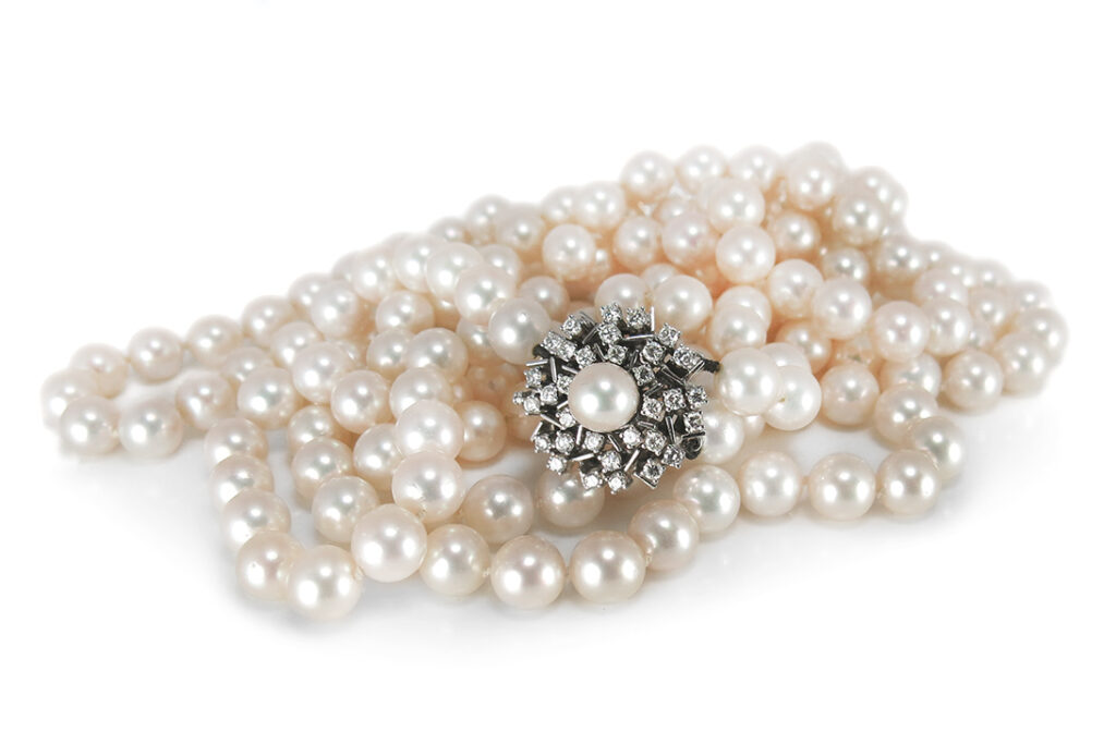 Collier Akoyaperlen Brillanten insg 0,96ct DeGEB Gutachten [BRORS 15146]