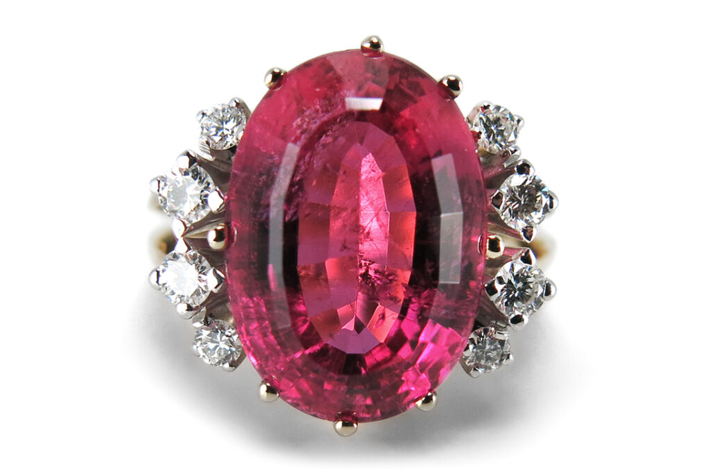 Ring Rubellit 9,0ct + Brillanten 0,50ct IGI Gutachten [BRORS 15562]