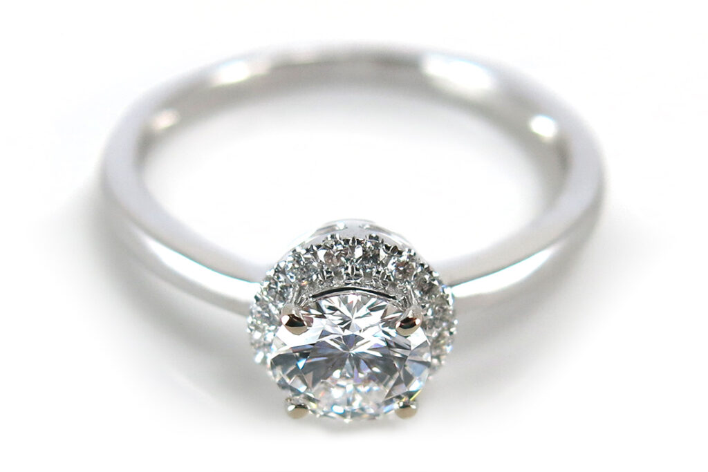 Ring Brillant 0,57 ct D/si2 + 18 Brillanten Weißgold DPL Gutachten [BRORS 16831]