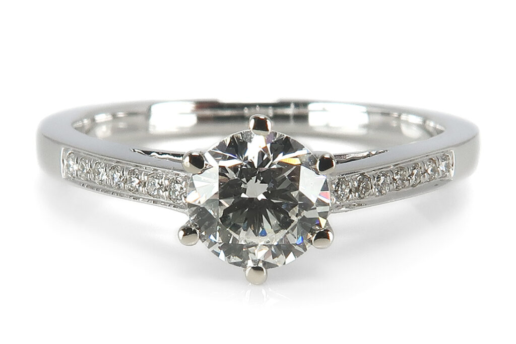 Ring Brillant 0,54 ct + Brillanten G/vs Weißgold DPL Gutachten [BRORS 17126]