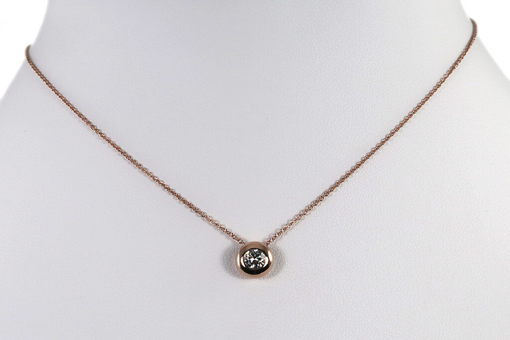 Solitär Anhänger Brillant 0,24ct M/vvs2 750 Roségold IGI Gutachten [BRORS 18792]
