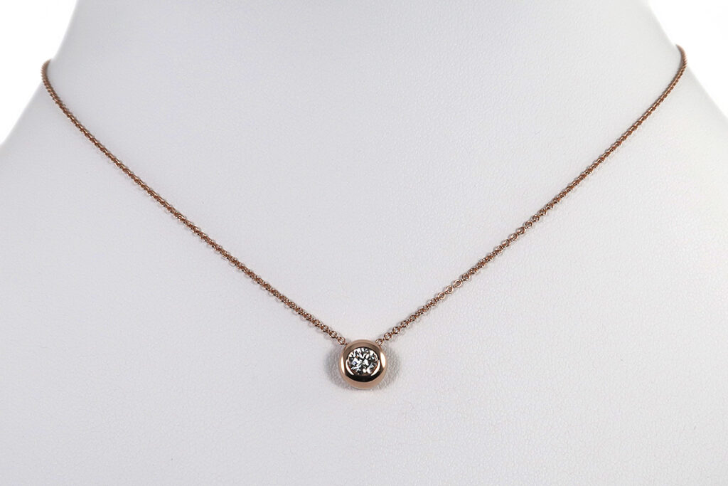 Solitär Anhänger Brillant 0,22ct F/vs2 750 Roségold IGI Gutachten [BRORS 18793]