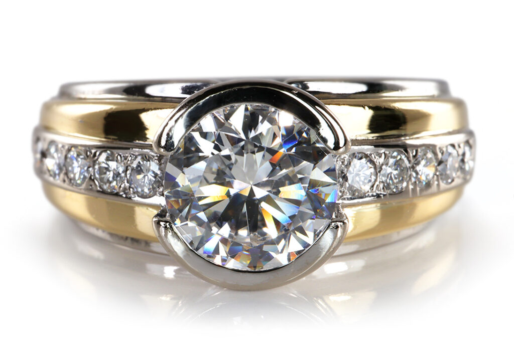 Ring Brillant 1,4 ct RIVER VVS2 + 10 Dia. 750 Gold DPL Gutachten [BRORS 19093]