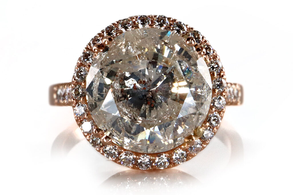 Ring großer Brillant 5,2 Karat K/P2 35 Brillanten 750 Rosegold IGI [BRORS 19975]