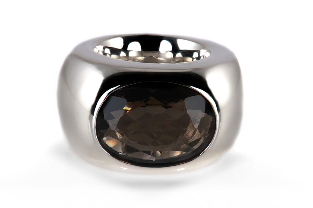 Hertl Ring Rauchquarz 925 Silber ca 70 g Größe 56 [BRORS 18852]