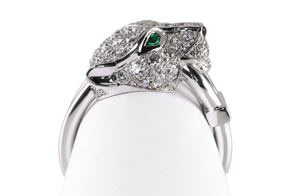 Ring Panthère de Cartier Brillanten Smaragde 750 Weißgold Gr 50 [BRORS 19145]