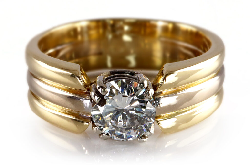 Rüschenbeck Solitär Ring 1 Brillant Einkaräter TW/SI2 750 Gr 63 [BRORS 19350]