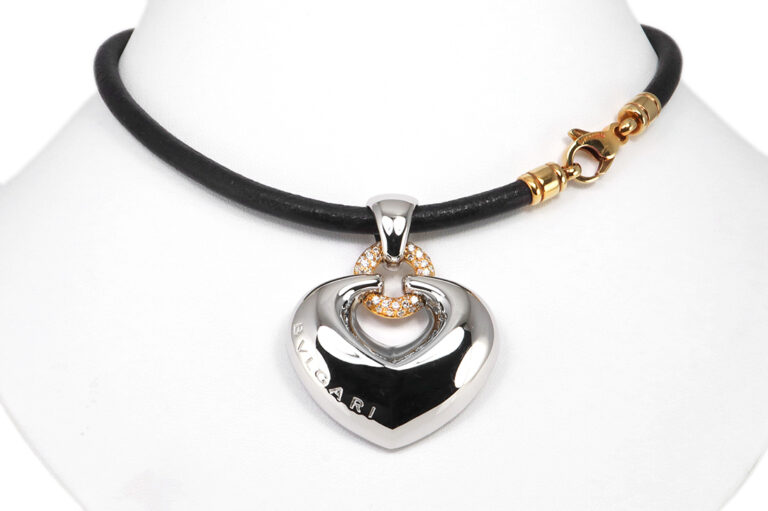 Bvlgari Doppio Cuore Vintage Collier Anhänger Herz 37 Brillanten [BRORS 19430]