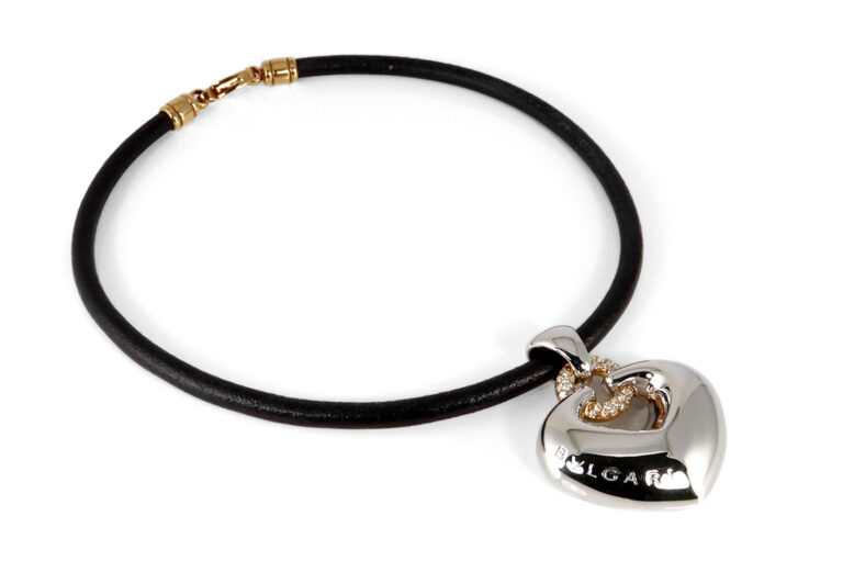 Bvlgari Doppio Cuore Vintage Collier Anhänger Herz 37 Brillanten [BRORS 19430]