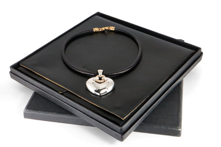 Bvlgari Doppio Cuore Vintage Collier Anhänger Herz 37 Brillanten [BRORS 19430]