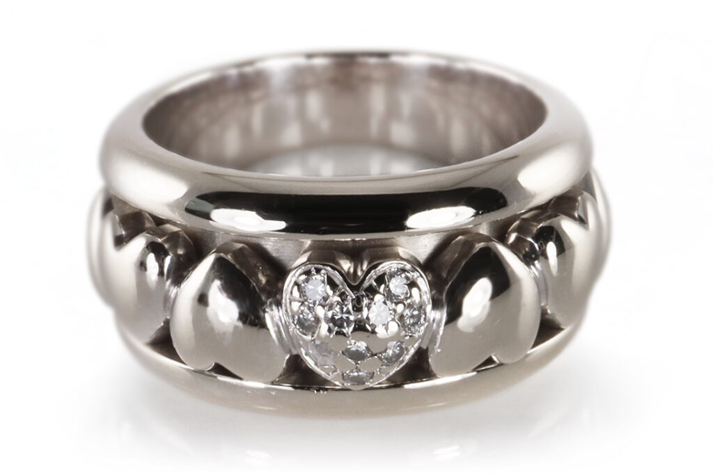 Piaget Ring Drehring Herz 10 Brillanten 750 Weißgold Gr 54 + Box [BRORS 19520]