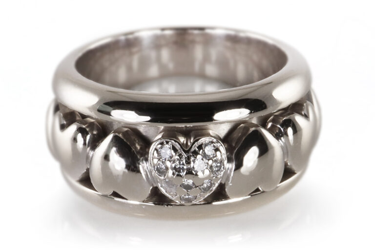 Piaget Ring Drehring Herz 10 Brillanten 750 Weißgold Gr 54 + Box [BRORS 19520]