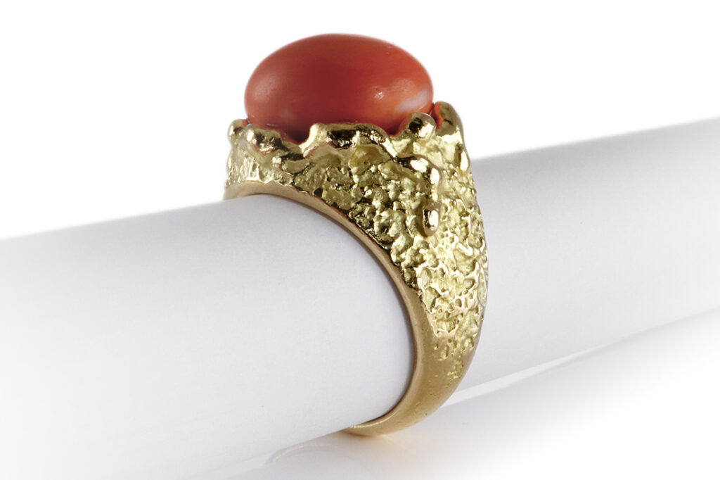 Ring Koralle Rene Kern 750 Gelbgold Gr. 53 [BRORS 19704]