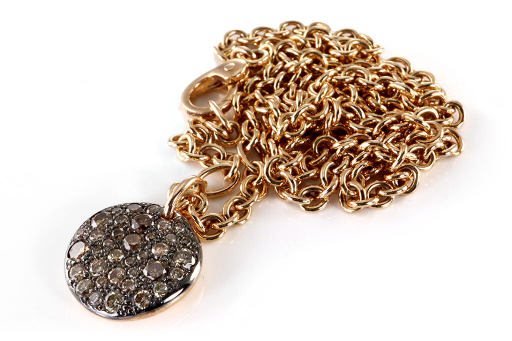 Pomellato Halskette Kette Anhänger Sabbia Brillanten 750 Rosegold [BRORS 19761]