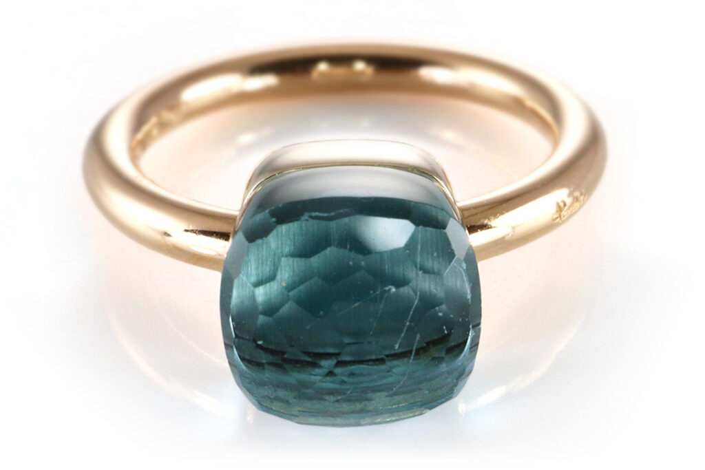 Pomellato Nudo Ring Blautopas 750 Roségold Box Papiere Gr 49 [BRORS 19795]