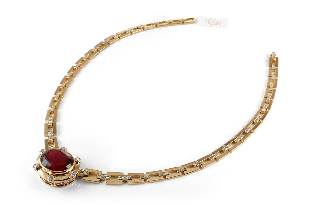 Michel GERARD Paris Collier großer Turmalin 24 ct +109 Brillanten [BRORS 19798]