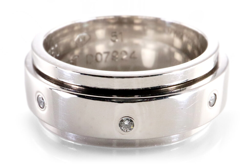 Piaget Ring Drehring 7 Brillanten 750 Weißgold Box Papiere Gr 51 [BRORS 19845]