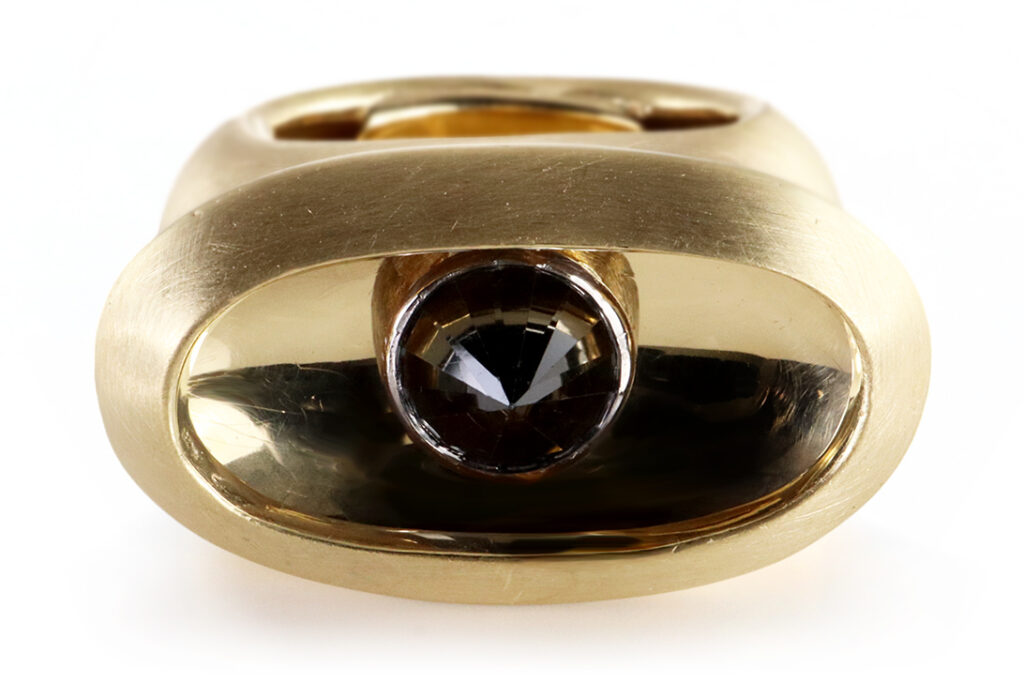 KATZLER Ring *UMGEDREHT* schwarzer Brillant ca 1,5 ct Handarbeit [BRORS 19872]