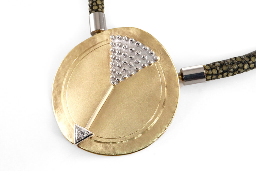 KATZLER Collier PFEIL Diamant 750 Gelbgold Weißgold Handarbeit [BRORS 19873]