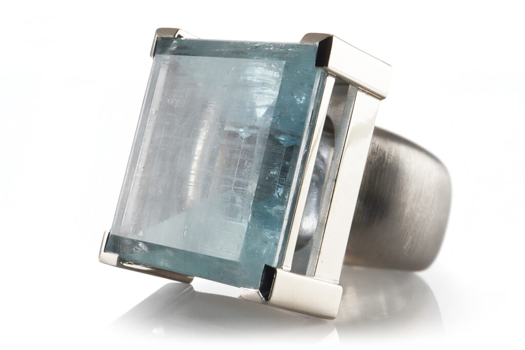 KATZLER Ring *EIS* Aquamarin 45 ct 750 Weißgold Handarbeit Gr 59 [BRORS 19876]
