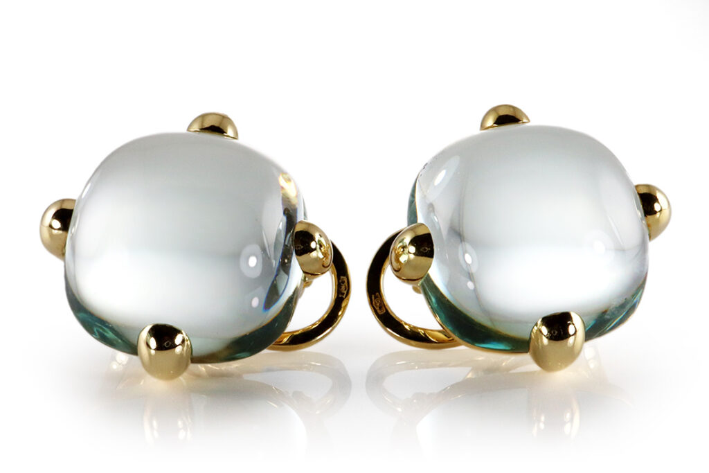 Ohrclipse Pomellato GRIFFE Aquamarin 750 Gelbgold [BRORS 20035]