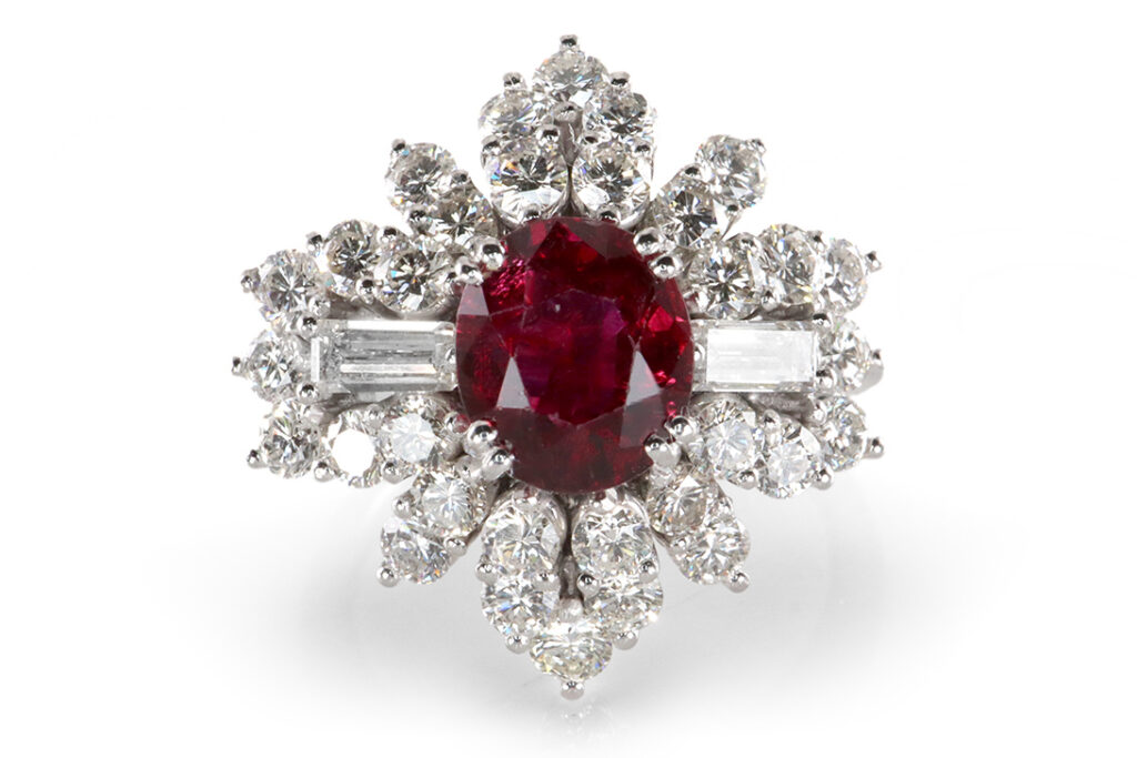 Ring Rubin ca 1,7 ct. Diamanten ca 1,75 ct. Gold IGI [BRORS 20128]