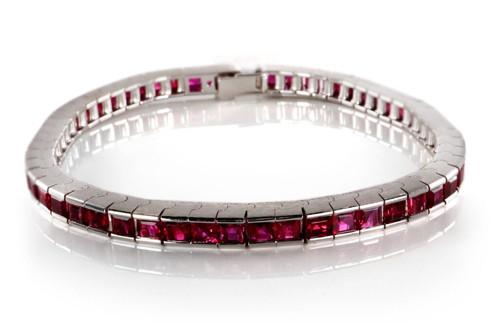 Rubin Armband Purplish Pink - Red ca 13,7 ct 750 Weißgold IGI [BRORS 20130]