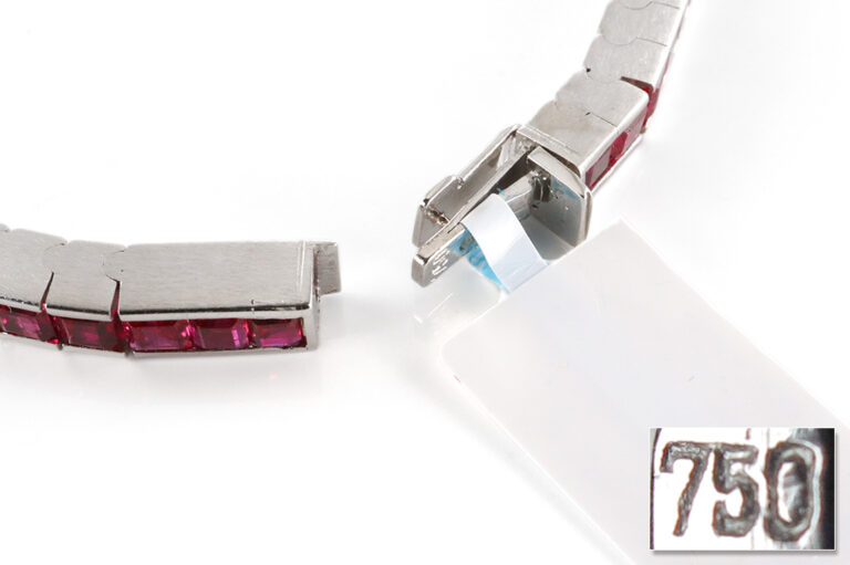 Rubin Armband Purplish Pink - Red ca 13,7 ct 750 Weißgold IGI [BRORS 20130]