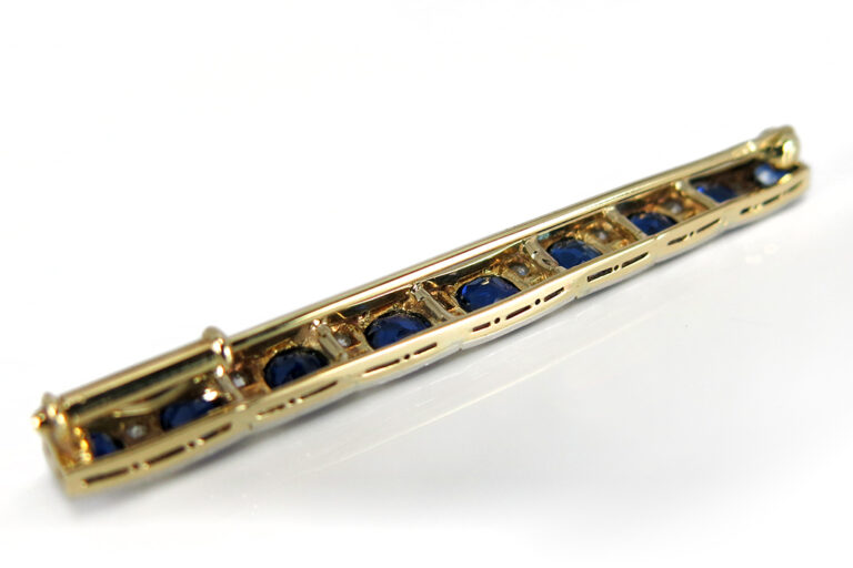 Brosche antik ca.1915 mit Diamanten Saphiren 585 Gold IGI [BRORS 10715]