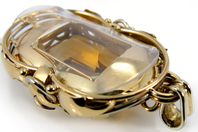 Anhänger 1 Citrin 67 Karat + 4 Diamanten 585 Gelbgold [BRORS 10811]