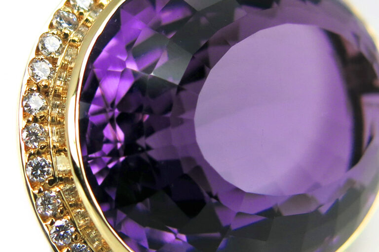 Anhänger 1 Amethyst 63 Karat + 45 Brillanten 585 Gelbgold [BRORS 10812]