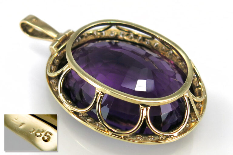 Anhänger 1 Amethyst 63 Karat + 45 Brillanten 585 Gelbgold [BRORS 10812]
