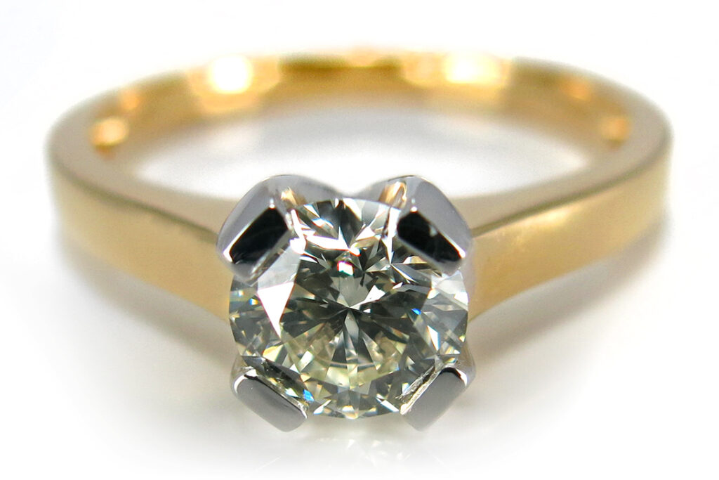 Brillantring 0,87ct mit EGL Gutachten 585 Gelbgold Weißgold [BRORS 11333]