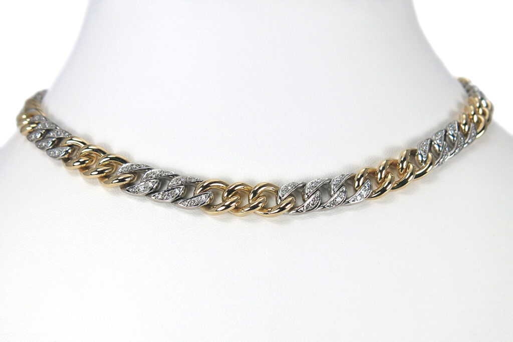 Panzerkette mit Diamanten insg ca 2,4ct TW/VS 750 Gold [BRORS 14053]