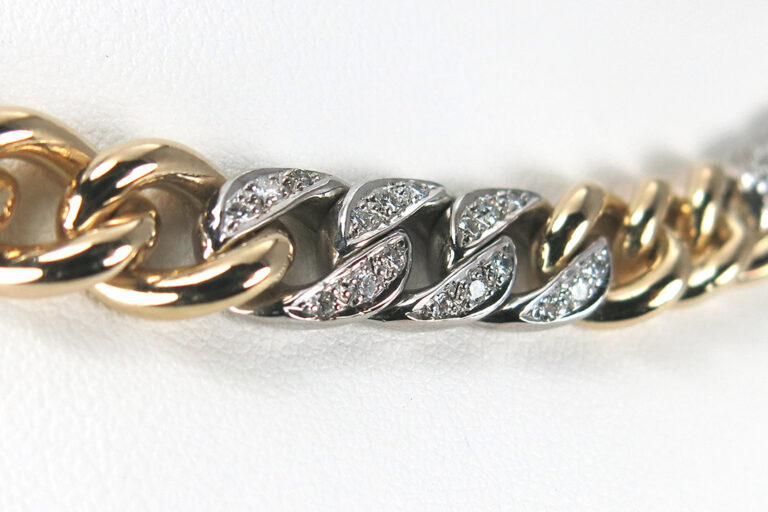 Panzerkette mit Diamanten insg ca 2,4ct TW/VS 750 Gold [BRORS 14053]