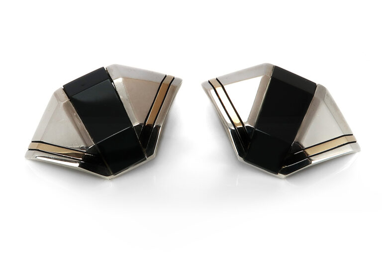 Schmuckset Vintage Cartier 925 Silber 750 Gelbgold Onyx [BRORS 17378]