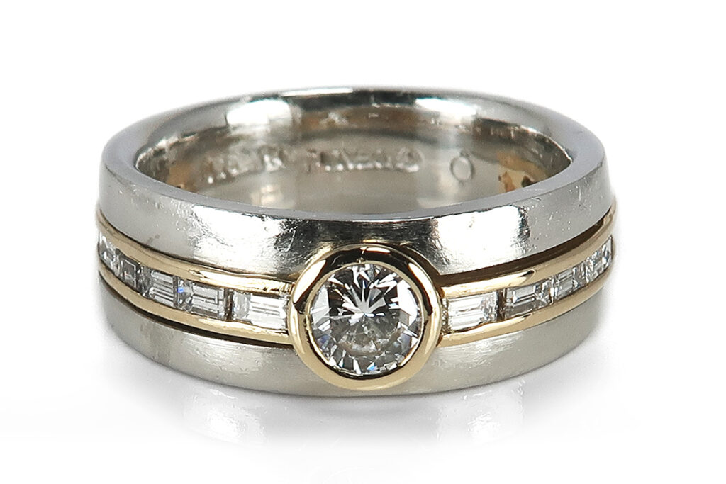 Cadeaux Ring Diamanten insg ca 0,70ct G/VVS 950 Platin Gelbgold [BRORS 17582]