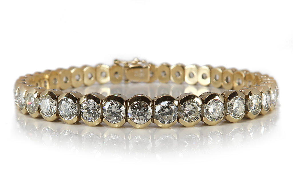 Tennisarmband 38 Brillanten insg ca 9,5 - 10,0ct 750 Gelbgold [BRORS 17781]