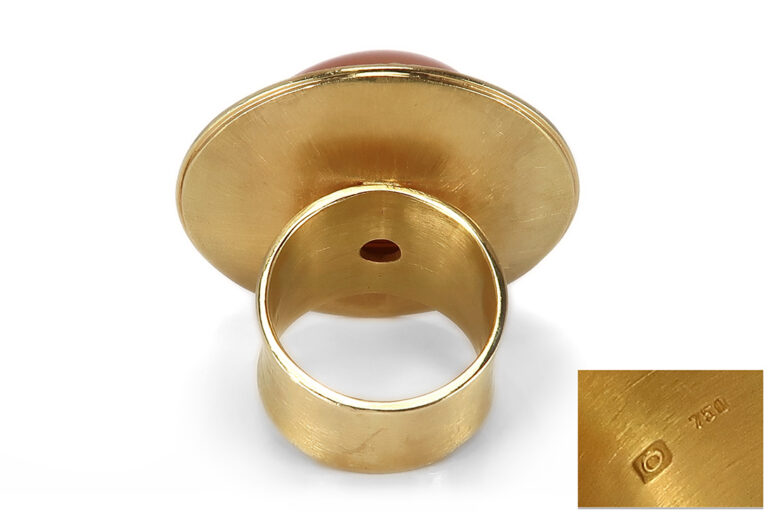 Flogaus Ring Mondstein 750 Gelbgold Gr 58 Handarbeit Unikat [BRORS 17852]
