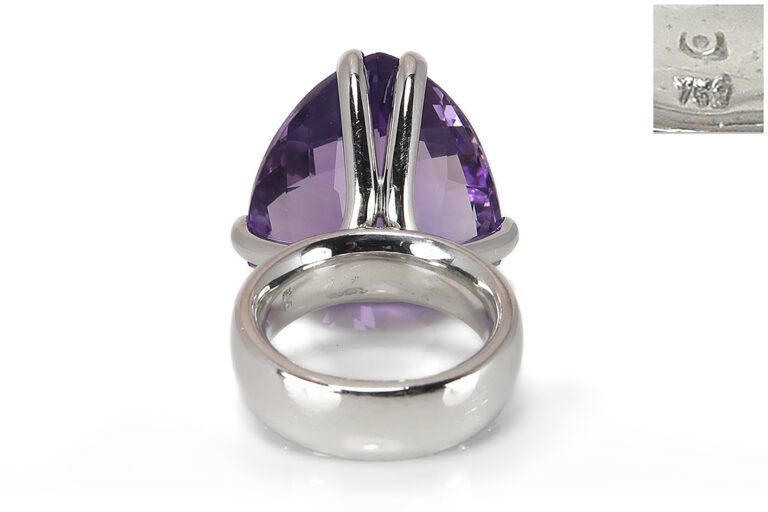 Flogaus Ring Amethyst 750 Weißgold Gr 57 Handarbeit Unikat [BRORS 17859]