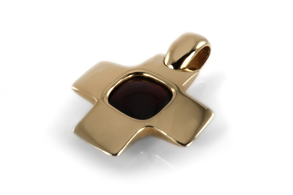 Pomellato Anhänger Kreuz Granat 750 Gelbgold [BRORS 18823]